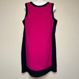 Lauren Ralph Lauren Fuchsia and Navy Colorblock Shift Sheath Dress Sz 14